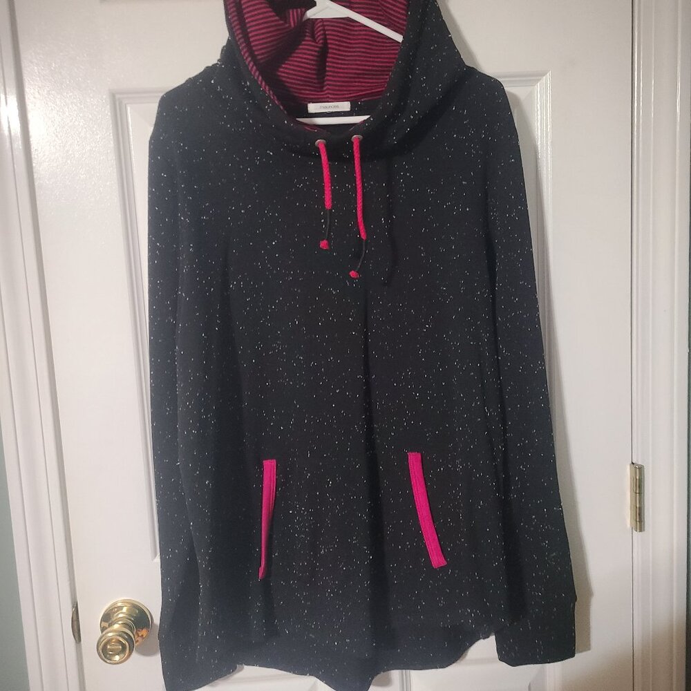 Maurices Speckled Black Hoodie with Pink Accents
